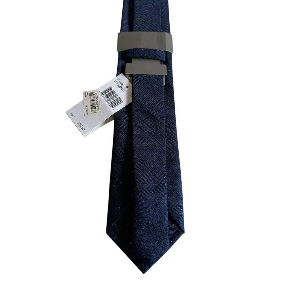NWT Michael Kors Blue Dotted Glen Check Silk Blend Necktie Tie